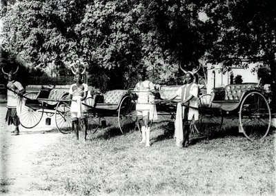 Zulu Ricksha Bestuurders, Durban, c.1897 door South African Photographer